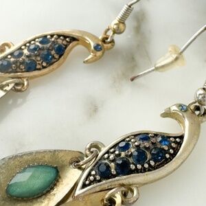 Peacock Chandelier Earrings Multicolored Enamel For Pearced Ears Y2K